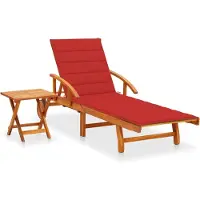 Helloshop26 - Sonnenliege Deckstuhl Sonnenbett Gartenbett Terrassenmöbel mit Tisch und Kissen Akazienholz 02_0012635