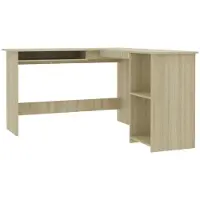 Helloshop26 - Schreibtisch Tisch Arbeitsplatz Computermöbel L-förmiger Eckschreibtisch Sonoma-Eiche-Holzwerkstoff braun 02_0023683