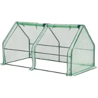 Helloshop26 Gartenrahmen - Nissewaard - 180x90x90 cm - Stahl und Polyethylen - 2 Reißverschlussfenster - Grün