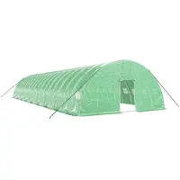 Helloshop26 - Gewächshauszelt für Pflanzen Blumen und Gemüse mit Stahlrahmen 108 m2 18 x 6 x 2,85 m grün 02_0044532