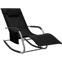 Helloshop26 - Sonnenliege Deckstuhl Sonnenbett Gartenbett Terrassenmöbel Textilene schwarz und grau