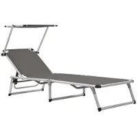 Helloshop26 - Sonnenliege Deckstuhl Sonnenbett Gartenbett Terrassenmöbel klappbare Gartenmöbel mit Aluminium- und grauem 02_0012817