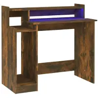 Helloshop26 - Schreibtisch Arbeitsplatz Computermöbel Schreibtisch mit LED-Beleuchtung geräucherte Eiche 97 x 45 x 90 cm braunes 02_0023789