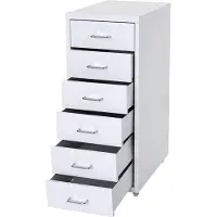 Décoshop26 - Büroschrank mit Schubladen auf Rollen 69 x 28 x 41 cm 6 Schubladen weißer Stahl 04_0004357