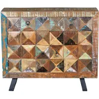 GINER Y COLOMER Konsolentisch in Diamantform aus recyceltem Holz, 87 cm x 100 cm x 32 cm