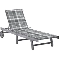 Helloshop26 - Sonnenliege Deckstuhl Sonnenbett Gartenbett Terrassenmöbel mit grauem Kissen massives Akazienholz 02_0012478