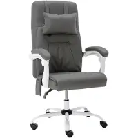 Helloshop26 - Grauer Bürostuhl/Sessel/Arbeitszimmerstuhl/Computerstuhl/Massagesessel aus Kunstleder 02_0024009