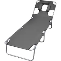 Helloshop26 - Sonnenliege Deckstuhl Sonnenbett Gartenbett Terrassenmöbel klappbare Gartenmöbel mit verstellbarer Rücken- und 02_0012870
