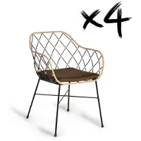 GINER Y COLOMER Set mit 2 Rilom-Rattanstühlen, 80 cm x 52 cm x 56 cm