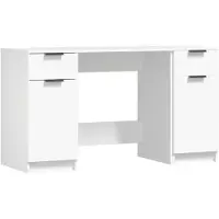 Helloshop26 - Schreibtisch Arbeitsplatz Computermöbel Arbeitszimmer mit Beistellschrank weißes Holzwerkstoff 02_0023391