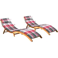 Helloshop26 - Set aus 2 Sonnenliegen Deckstühlen Sonnenbetten Gartenbetten Terrassenmöbeln mit Kissen massives Akazienholz 02_0012055