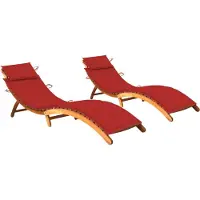 Helloshop26 - Set aus 2 Sonnenliegen Deckstühlen Sonnenbetten Gartenbetten Terrassenmöbeln mit Kissen massives Akazienholz