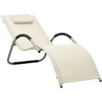 Helloshop26 - Sonnenliege Deckstuhl Sonnenbett Gartenbett Terrassenmöbel Textilene creme und grau