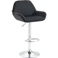 Décoshop26 - Barhocker x1 in schwarzem gepolstertem Samt mit verchromtem Metallfuß in Trompetenform TDB10430