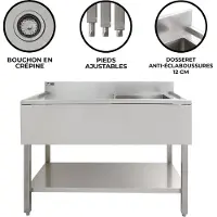 KuKoo Edelstahl Gastrospüle – 1 Becken Rechts