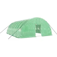 Helloshop26 - Gewächshauszelt/Überdachung für Pflanzen Blumen und Gemüse mit Stahlrahmen 48 m2 8 x 6 x 2,85 m grün 02_0044602
