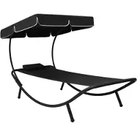 Helloshop26 - Outdoor-Tagesbett/Sonnenliege 200 cm mit Sonnendach und schwarzem Kissen 02_0012008