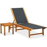 Helloshop26 - Sonnenliege Deckstuhl Sonnenbett Gartenbett Terrassenmöbel mit Tisch massives Akazienholz und Textilene 02_0012604