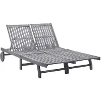 Helloshop26 - Sonnenliege Deckstuhl Sonnenbett Gartenbett Terrassenm√∂bel 2-Sitzer massives Akazienholz 02_0012239
