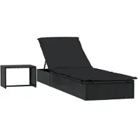 Helloshop26 - Poly-Rattan Sonnenliege mit Tisch schwarz