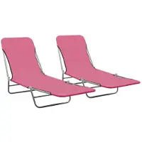 Helloshop26 - Klappbare Sonnenliegen 2 Stück Stahl und rosa Stoff 02_0011937