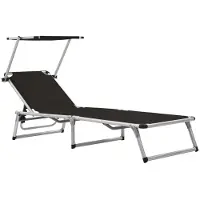 Helloshop26 - Sonnenliege Deckstuhl Sonnenbett Gartenbett Terrassenmöbel klappbare Gartenmöbel mit schwarzem Aluminium- und 02_0012819