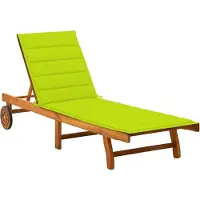 Helloshop26 - Sonnenliege Deckstuhl Gartenbett Terrassenmöbel 200 cm mit Kissen massives Akazienholz 02_0012392