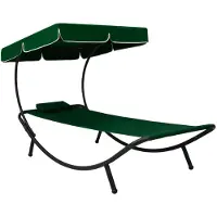 Helloshop26 - Outdoor-Tagesbett/Sonnenliege 200 cm mit Sonnendach und grünem Kissen