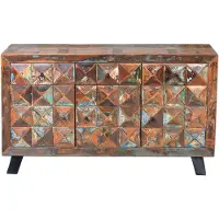 GINER Y COLOMER Sideboard „Diamante“ aus recyceltem Holz, 90 cm x 150 cm x 40 cm