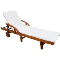 Helloshop26 - Sonnenliege Deckstuhl Sonnenbett Gartenbett Terrassenmöbel mit Kissen massives Akazienholz 02_0012350