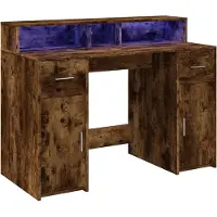 Helloshop26 - Schreibtisch Arbeitsplatz Computerm√∂bel Schreibtisch mit LED-Beleuchtung geräucherte Eiche 120 x 55 x 91 cm braunes 02_0023782