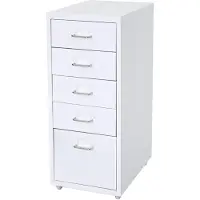 Décoshop26 - Aufbewahrungseinheit mit Schubladen Büroschrank auf Rollen 69 x 28 x 41 cm 5 Schubladen weißer Stahl 04_0004353