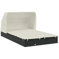 Helloshop26 - Sonnenliege 2-Sitzer-Chaiselongue mit klappbarem Sonnendach 213 x 118 x 97 cm schwarz
