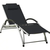 Helloshop26 - Sonnenliege Deckstuhl Sonnenbett Gartenbett Terrassenmöbel mit schwarzem Textilene-Kissen 02_0012563
