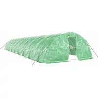 Helloshop26 - Gewächshauszelt/Überdachung für Pflanzen Blumen und Gemüse mit Stahlrahmen 90 m2 18 x 5 x 2,3 m grün 02_0044642
