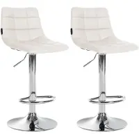 Décoshop26 - Set aus 2 weißen Barhockern aus Kunststoff mit verchromtem Metallfuß verstellbarer Höhe und Fußstütze TDB10642