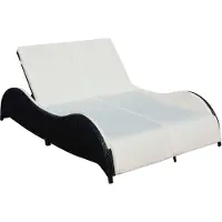 Helloshop26 - Sonnenliege Deckstuhl Sonnenbett Gartenbett Terrassenmöbel Doppel-Gartenmöbel mit Wellenkissen schwarzes 02_0012729