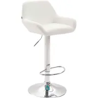 Décoshop26 - Moderner und bequemer Barhocker aus weißem Kunststoff mit trompetenförmigen Beinen aus verchromtem Metall TDB10314