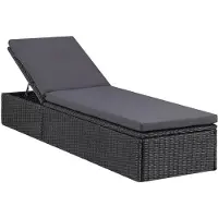 Helloshop26 - Sonnenliege Deckstuhl Sonnenbett Gartenbett Terrassenmöbel schwarz und dunkelgrau gewebtes Harz 02_0012926