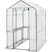 Helloshop26 Gartenhaus aus Stahl und Polyethylen mit integrierten Regalen 120 x 186 x 190