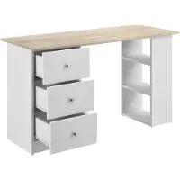 Helloshop26 - Computertisch/Arbeitsplatz mit 3 Schubladen 120 cm weiß und Holz 03_0004709