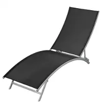 Helloshop26 - Sonnenliege Deckstuhl Sonnenbett Gartenbett Terrassenmöbel Stahl und schwarzes Textilene 02_0012245