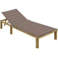 Helloshop26 - Sonnenliege Deckstuhl Sonnenbett Gartenbett Terrassenmöbel mit taupefarbenem Kissen imprägniertes Kiefernholz 02_0012534