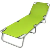 Helloshop26 - Sonnenliege Deckstuhl Sonnenbett Gartenbett Terrassenmöbel klappbare Gartenmöbel pulverbeschichteter Stahl Apfelgrün 02_0012799