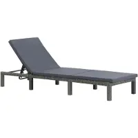 Helloshop26 - Sonnenliege Deckstuhl Sonnenbett Gartenbett Terrassenmöbel mit Kissen anthrazitfarbenes Rattan-Kunstharz 02_0012505