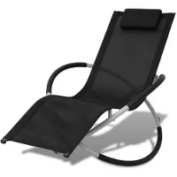 Helloshop26 - Sonnenliege Deckstuhl Sonnenbett Gartenbett Terrassenmöbel geometrische Gartenmöbel schwarzer und grauer Stahl 02_0012778