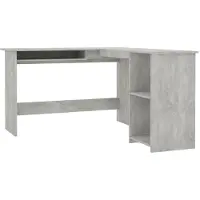 Helloshop26 - Schreibtisch Tisch Arbeitsplatz Computermöbel L-förmiger Eckschreibtisch Holzwerkstoff grau 02_0023684