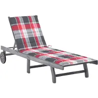 Helloshop26 - Sonnenliege Deckstuhl Sonnenbett Gartenbett Terrassenmöbel mit grauem Kissen massives Akazienholz 02_0012485