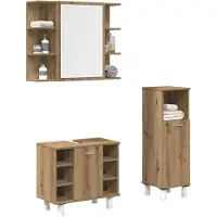 vidaXL 3-tlg. Badmöbel-Set Artisan-Eiche Holzwerkstoff