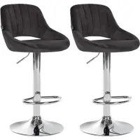 Décoshop26 - Set aus 2 Barhockern mit gebogenen Fußstützen schwarzem Stoffsitz Metallgestell TDB10760